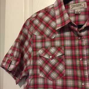 Women’s Plaid Hot Pink Button Down Shirt